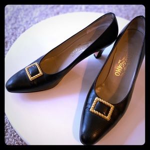 Black Ferragamo pumps